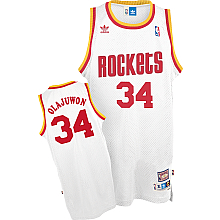  NBA Houston Rockets 34 Hakeem Olajuwon Throwback Soul Swingman White Jersey